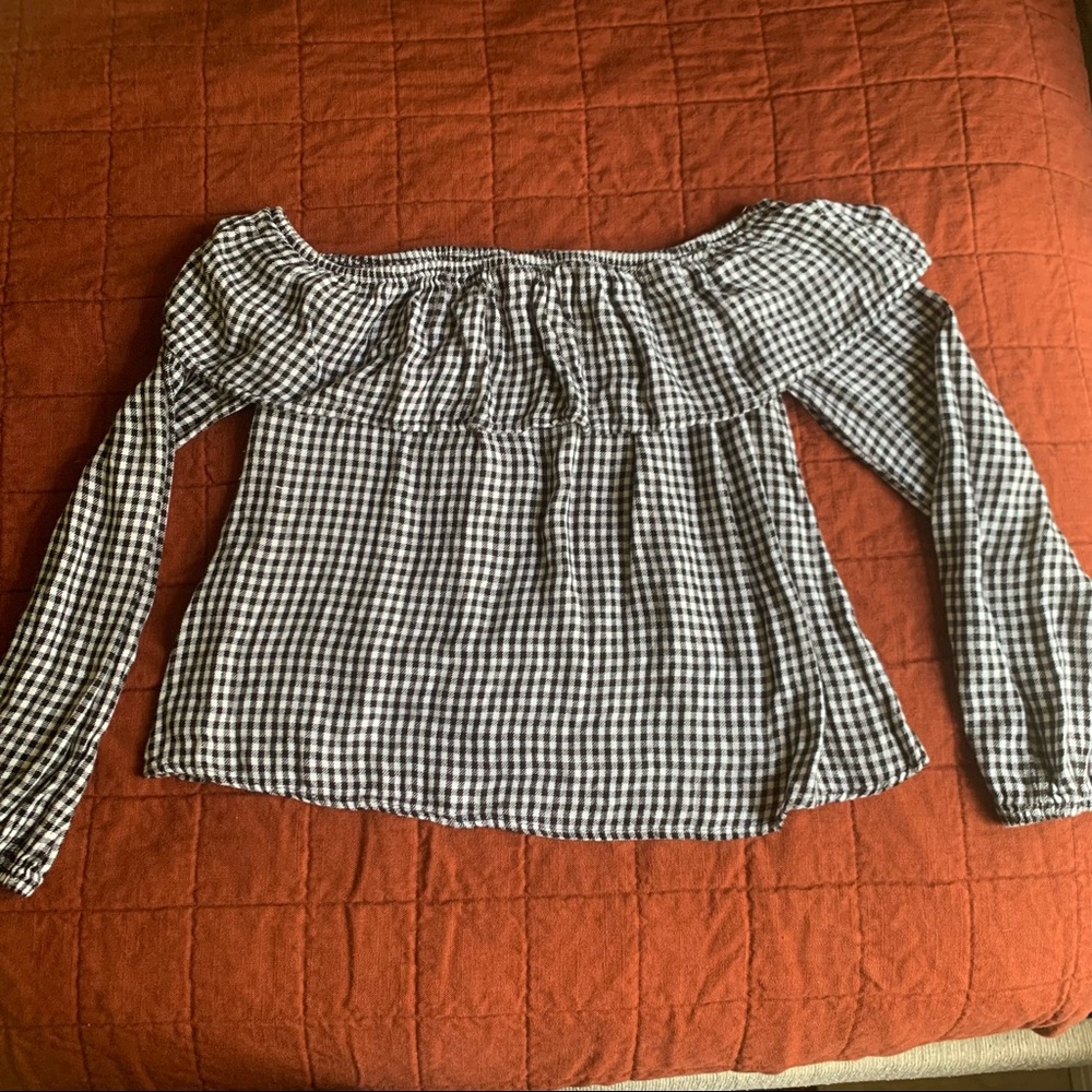 Mossimo Supply Co : Long Sleeve Off-The-Shoulder Checkered Shirt